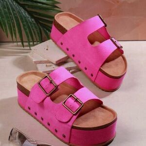 SHUZIA Women's Solid Color Fashion Wedge Heel Thick Sole Sandals